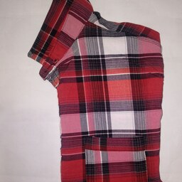  پیراهن مردانه طرح چهارخانه کشی رنگ قرمز با کیفیت به قیمت تولیدی