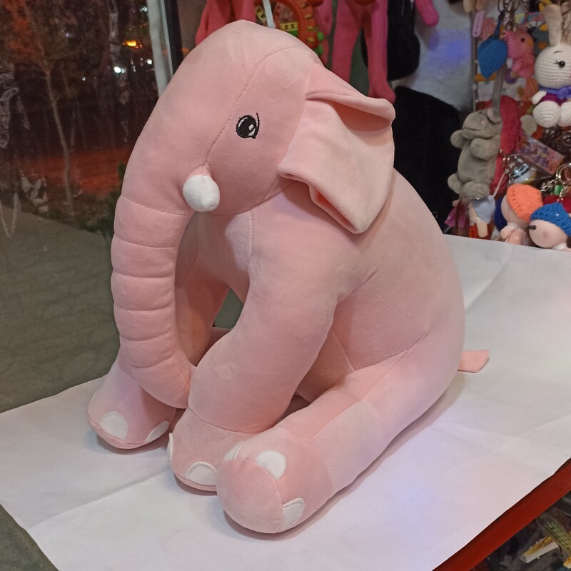 عروسک فیل پولیشی رنگصورتی قابل شستشو 50 سانتی 
