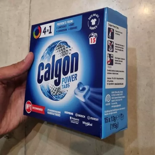 قرص جرم گیر ماشین لباسشویی کالگون Calgon بسته 15 عددی (ساخت اروپا)