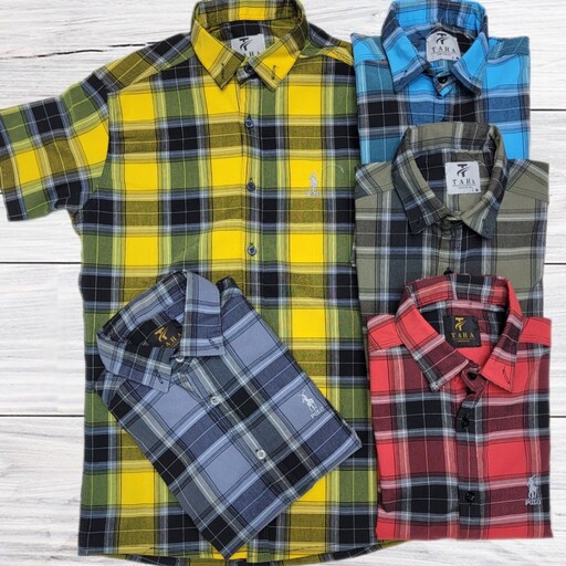 پیراهن مردانه چهارخانه  آستین کوتاه(ارسال رایگان)رنگبنید و سایز بندی اسپرت