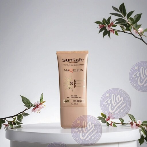 ضد آفتاب سان سیف کرم پودری و پرایمری مکیسان مدل NW15 ( بژ ابریشمی )با SPF50 حجم 40 گرم