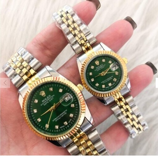 ساعت ست کامل مردانه کامل رولکس rolex استیل همراه دستبند ، گردنبند و حلقه