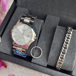 ساعت مردانه کاسیو Casio همراه دستبند کارتیر و حلقه رینگ