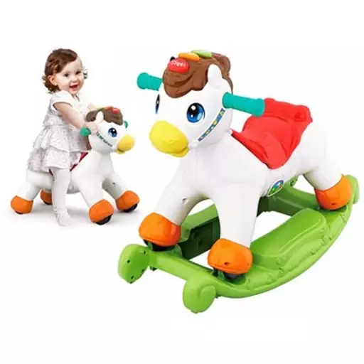 اسباب بازی اسب الاکلنگی دوکاره هولی تویز مدل Hola Toys Rocking Horse Children Music 987