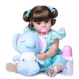 اسباب بازی عروسک سیلیکونی دختر بچه همراه با عروسک فیل و وسایل