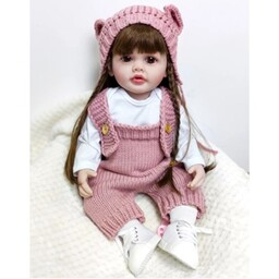 اسباب بازی عروسک سیلیکونی دختر بچه همراه با لباس بافتنی و وسایل