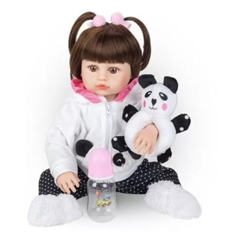 اسباب بازی عروسک سیلیکونی دختر بچه همراه با وسایل و عروسک پاندا