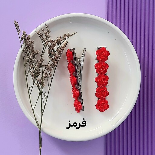 گیره مو انبری فلزی طرح گل گلی ساده