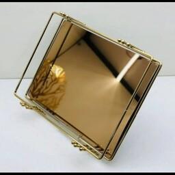 سینی کف آینه ای طلایی