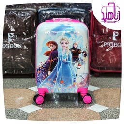 چمدان کودک-بچگانه دخترانه چهار چرخ  جدا شو  طرح السا و آنا سایز 18  اینچ 