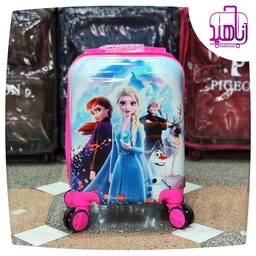 چمدان کودک-بچگانه دخترانه چهار چرخ  جدا شو  طرح السا و آنا سایز 16 اینچ 