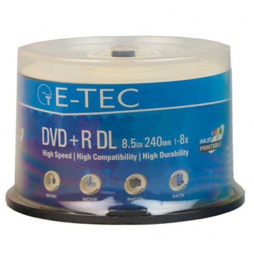 دی وی دی خام ای-تک مدل DVD-9 printable بسته 10 عددی