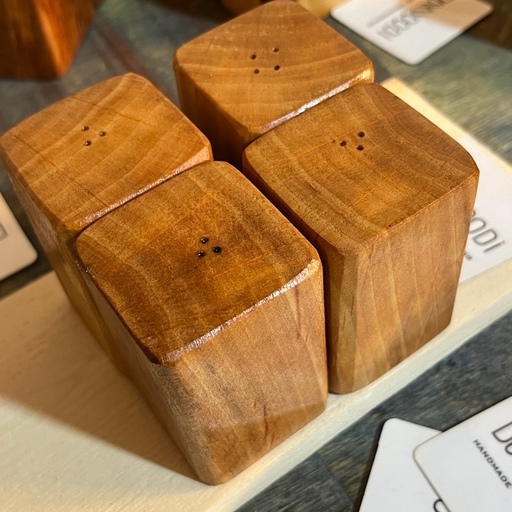 ست 4 عددی نمکدان چوبی دستساز روستیک،قابل شسشو