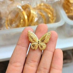 انگشتر نقره آبکاری طلا پروانه