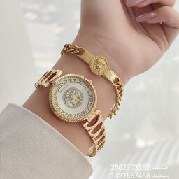 ست زنانه ساعت و دستبند ورساچه شیک و زیبا کد 5 جدید کیفیت بالا دلبر جذاب رنگ ثابت 