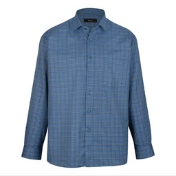 پیراهن تترون آستین بلند مردانه مدل چهار خونه آبی کد 012