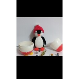 عروسک پنگوئن لؤلؤ  بافتنی با کاموا  قابل شست وشو 
