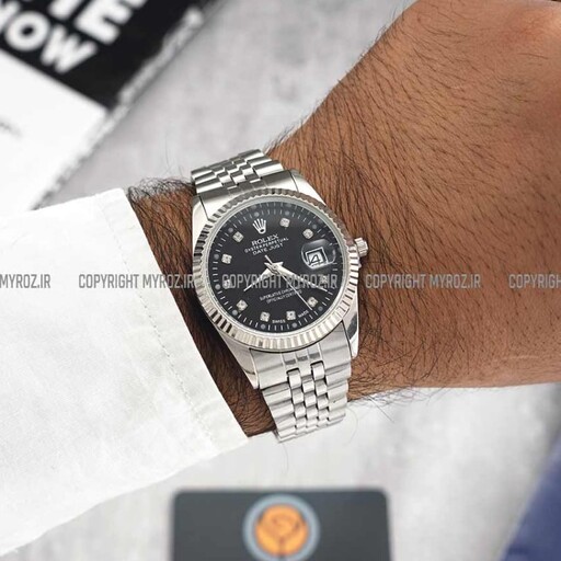 ساعت مچی مردانه رولکس ROLEX طرح دیت جاست مدل 2102 