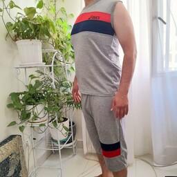 تاپ شلوارک مردانه قواره بزرگ مدل نواری جنس ملانژ در دو سایز  L  XL جهت استفاده باشگاه و روزمره بسیار راحت و شیک 