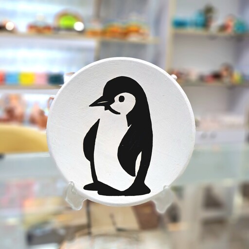 بشقاب دیوارکوب پنگوئن دکوراتیو سفالی