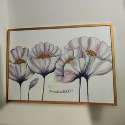 تابلو نقاشی  دکوراتیو دور برجسته  طرح  گل   با ترکیب  زیبا و چشم نواز 