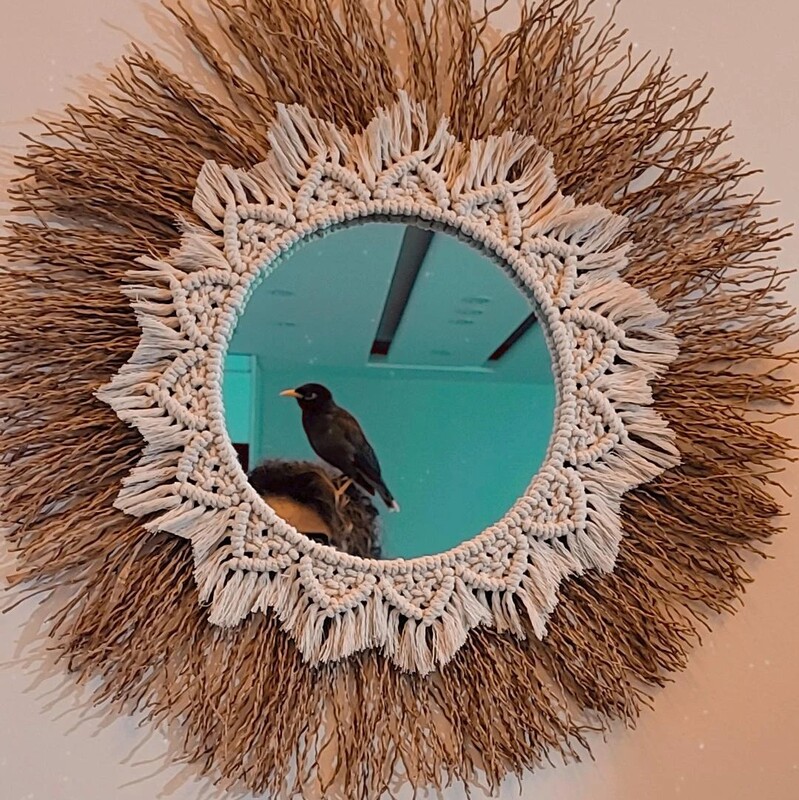 آینه ترکیبی مکرومه و رافیا شیک و مدرن 
