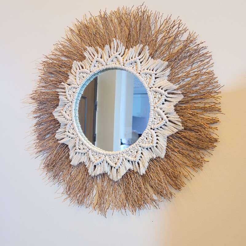 آینه ترکیبی مکرومه و رافیا شیک و مدرن 
