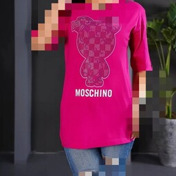 پیراهن زنانه دخترانه لانگ چاپ نگینی موسچینو نخ پنبه سوپرفری سایز38تا46