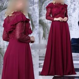 لباس مجلسی مدل جسیکا sara باجنس پولک جمسیکووکرپ حریر گرم بالا و سایزبندی36تا52