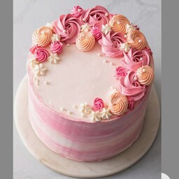 کیک خامه ای تولد و روز دختر تزیین ماسوره1کیلویی خانگی