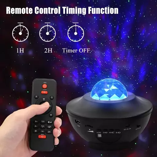 چراغ خواب کهکشانی پرژکتوری بلوتوث اسپیکر دار لیزر دارمدل starry projector light