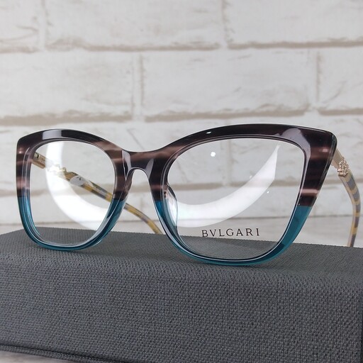 عینک طبی زنانه بولگاری کائوچویی مدل گوشه دار رنگ فوق العاده خاص