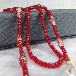 بند عینک کریستال و سنگ قرمز با قفل طوطی برای استفاده گردنبند و بند کیف و دستبند
