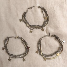 دستبند ستاره 3 لاین فول استیل