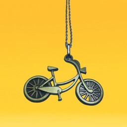گردنبند آویز طرح دوچرخه استیل رنگ ثابت-پلاک استیل نوستالژیک