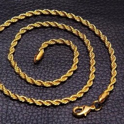 زنجیر بافتی طلایی استیل 45 سانتی-گردنبند بافتی -بدلیجات -اکسسوری-زیور آلات