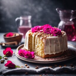 کیک هل و گلاب(با تزیین گل  وخامه)
