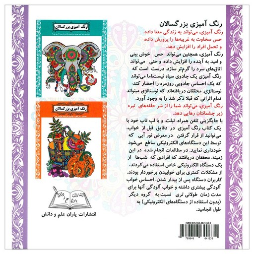 کتاب رنگ آمیزی بزرگسالان ( 2 ) کتابی برای آرام نمودن درگیری های ذهنی و آرامش اثر رویا احسان انتشارات یاران علم و دانش