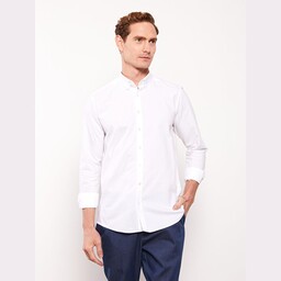 پیراهن آستین بلند مردانه سفید السی وایکیکی S41620Z8 ا Slim Fit Uzun Kollu Erkek Gömlek