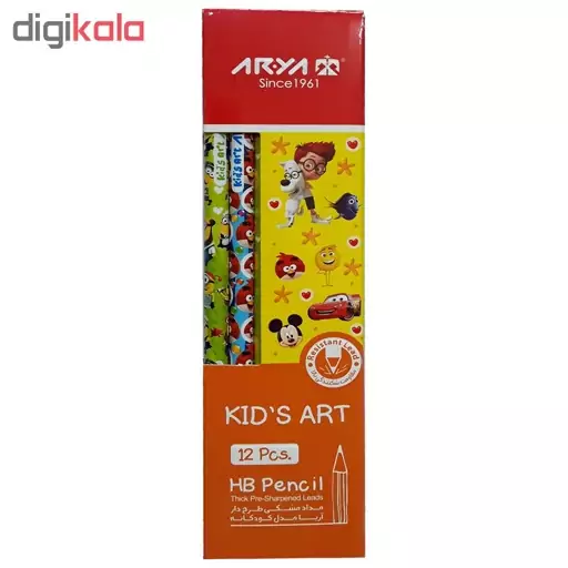 مداد مشکی آریا مدل KID'S ART کد A4 بسته 12 عددی