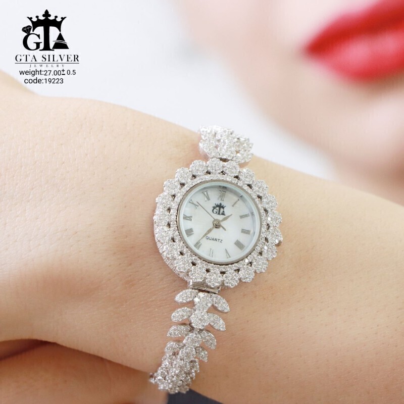 ساعت نقره زنانه مدل خوشه گندمی کد 19223