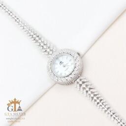 ساعت نقره زنانه زیبا و شیک مناسب عروس عیار 925 کد 19157