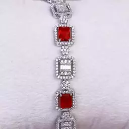 دستبند نقره امرالد سنگ یاقوت سرخ طرح طلا کد 220121