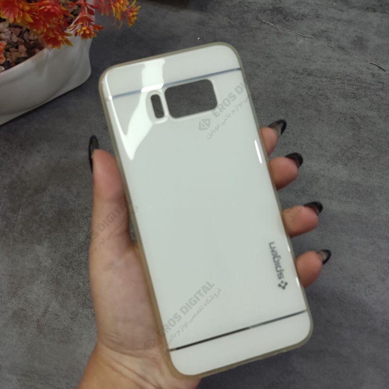 قاب گوشی Samsung Galaxy S8 مدل Spigen پشت طلق طرح1 - طلایی