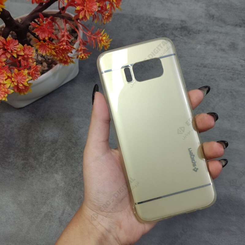 قاب گوشی Samsung Galaxy S8 مدل Spigen پشت طلق طرح1 - طلایی