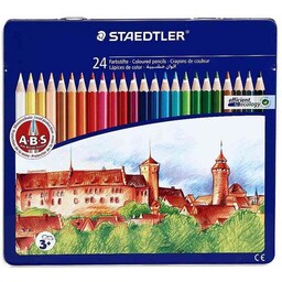 مداد رنگی 24 رنگ جعبه فلزی استدلر کد: 145CM24