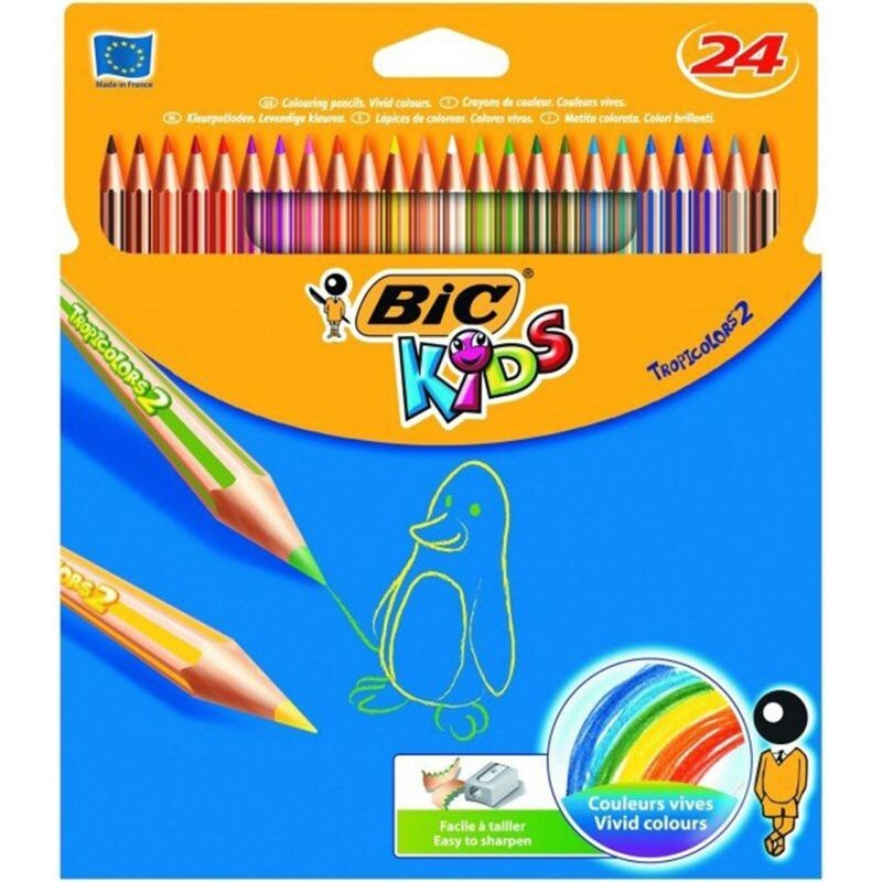 مداد رنگی 24 رنگ جعه مقوایی KIDS بیک (TROPICOLORS 2)
