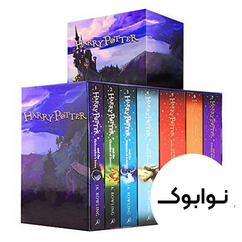Harry Potter Box Set The Complete Collection پک کامل کتاب رمان هری پاتر ( انگلیسی ) کیفیت عالی طلاکوب پک 8 جلدی + فایل ه