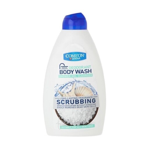 شامپو بدن ژلی لایه بردار صدفی کامان ScrubBing - حجم  500 میلی -  ترمیم کننده و بازسازی پوست - مرطوب کننده