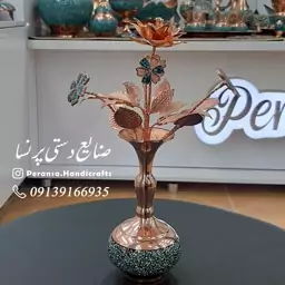 گل وگلدان مسی فیروزه کوبی شده برند پرنسا